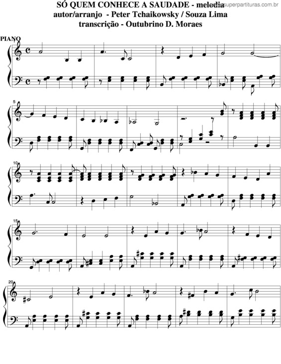 Partitura da música Só Quem Conhece A Saudade