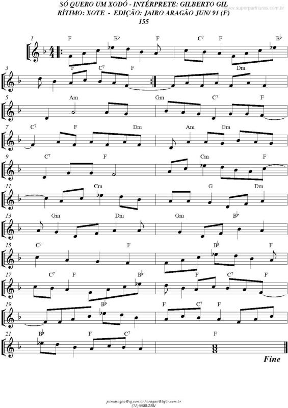 Partitura da música Só Quero Um Xodó