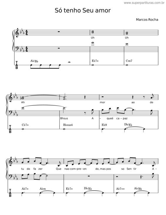 Partitura da música Só Tenho Seu Amor