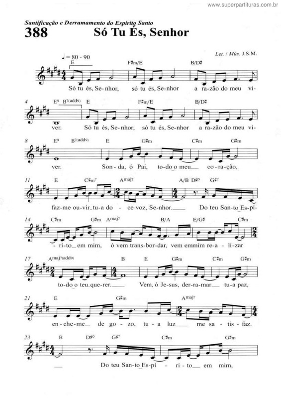 Partitura da música Só Tu És, Senhor