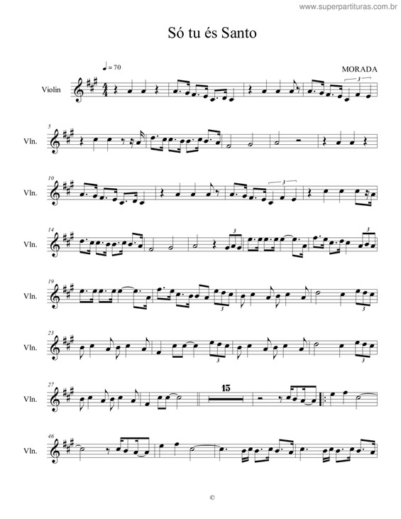 Partitura da música Só Tu És Santo v.2