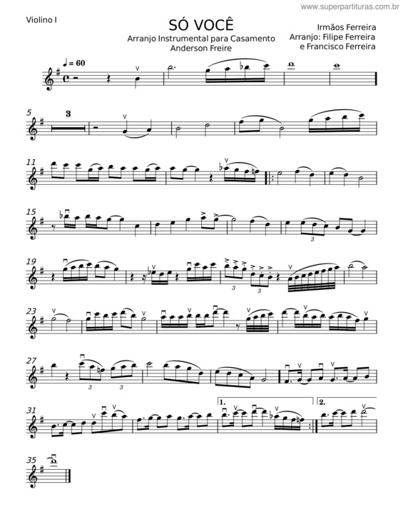 Partitura da música Só Você – Vinícius Cantuária