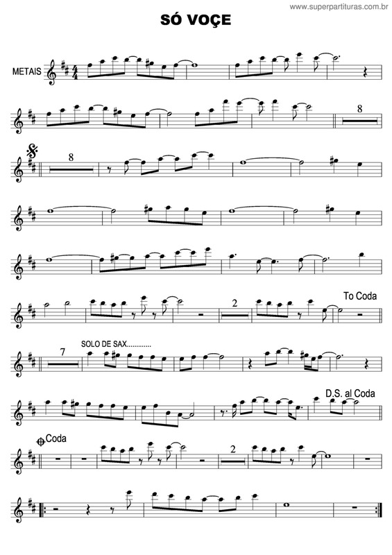 Partitura da música Só Você v.13