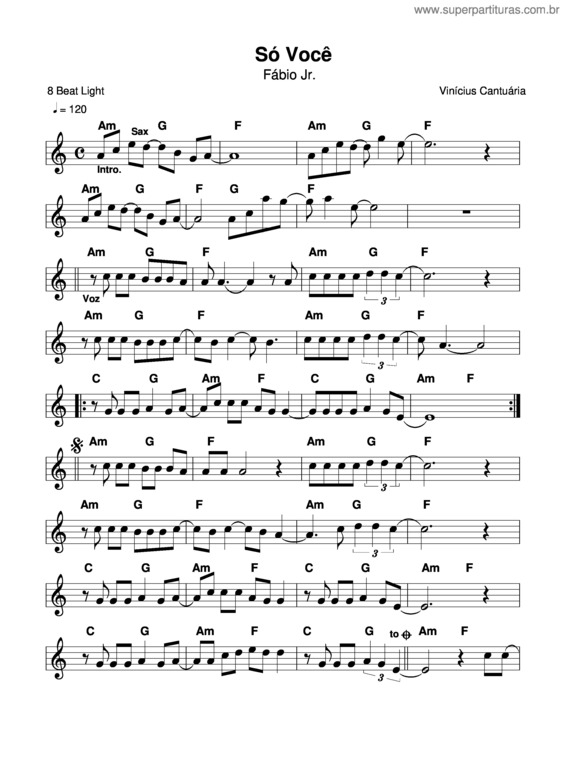 Partitura da música Só Você v.14