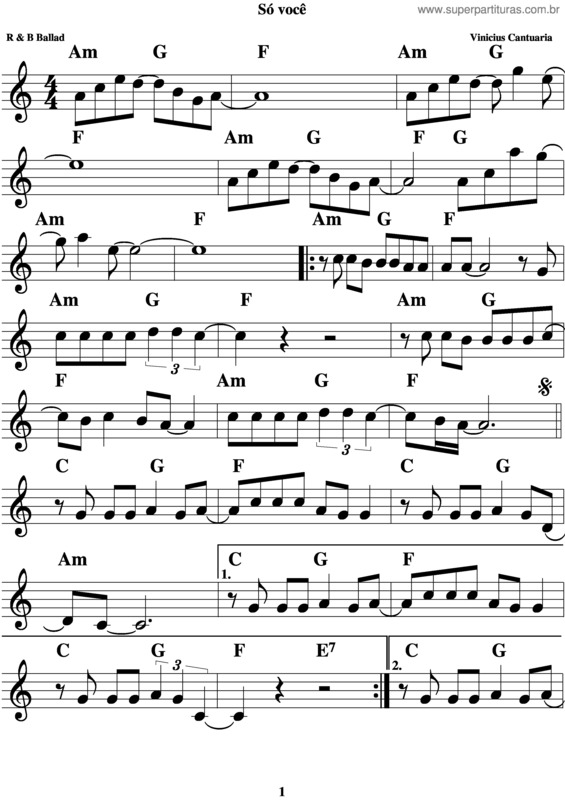 Partitura da música Só Você v.15