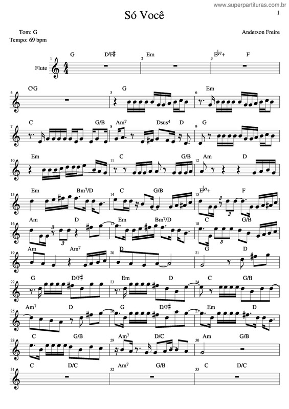 Partitura da música Só Você v.3