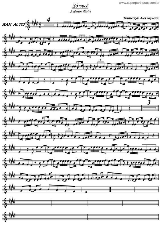 Partitura da música Só Você v.5