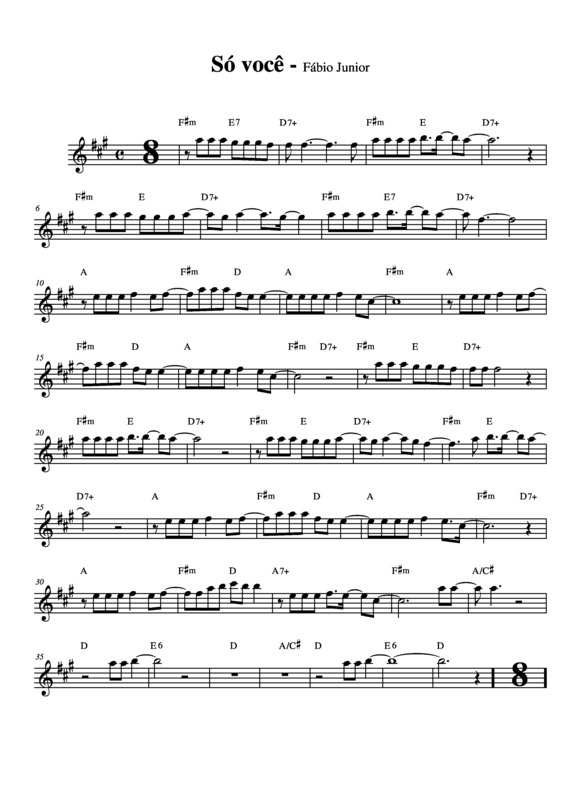 Partitura da música Só Você v.8