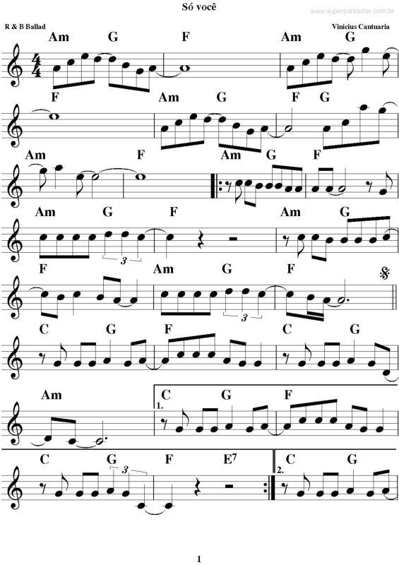 Partitura da música Só Você