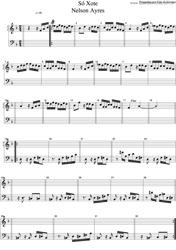 Partitura da música Só Xote