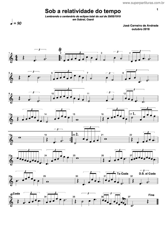 Partitura da música Sob A Relatividade Do Tempo