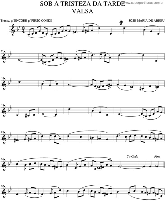 Partitura da música Sob A Tristeza Da Tarde