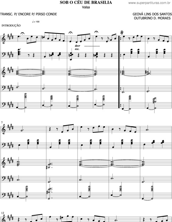 Partitura da música Sob O Céu De Brasília v.3