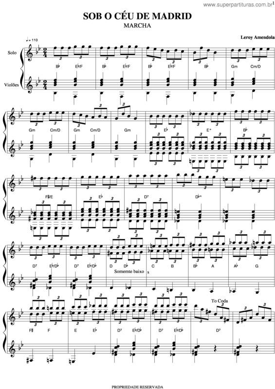 Partitura da música Sob O Céu De Madrid