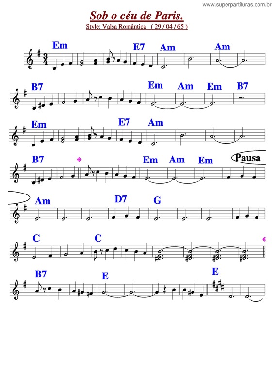Partitura da música Sob O Céu De Paris v.10