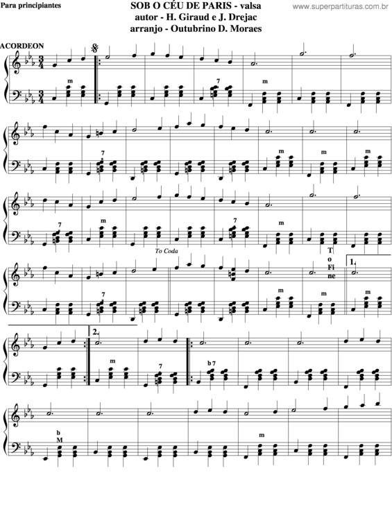 Partitura da música Sob O Céu De Paris v.3