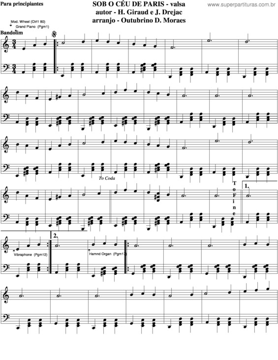 Partitura da música Sob O Céu De Paris v.5