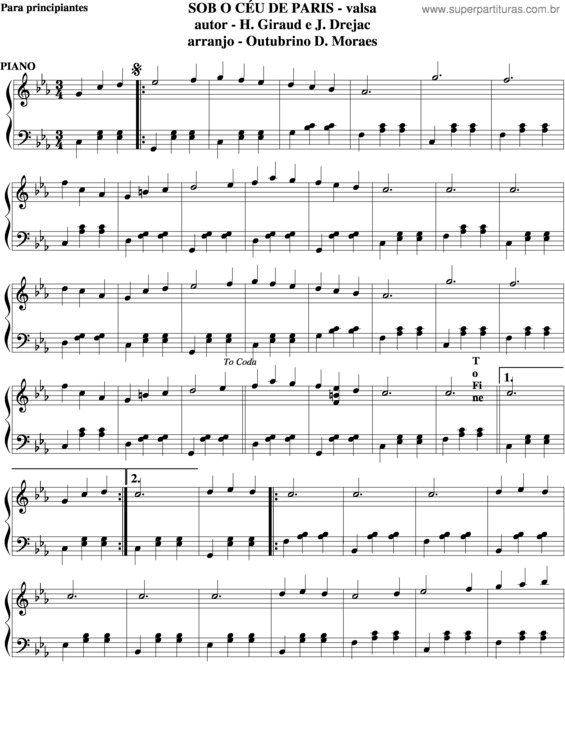 Partitura da música Sob O Céu De Paris v.6