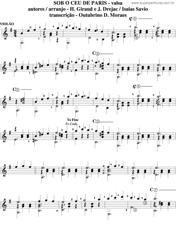 Partitura da música Sob O Céu De Paris v.7