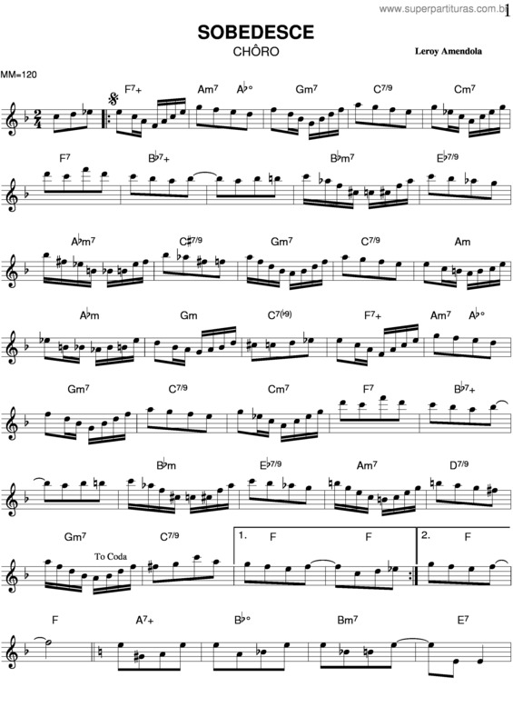 Partitura da música Sobedesce