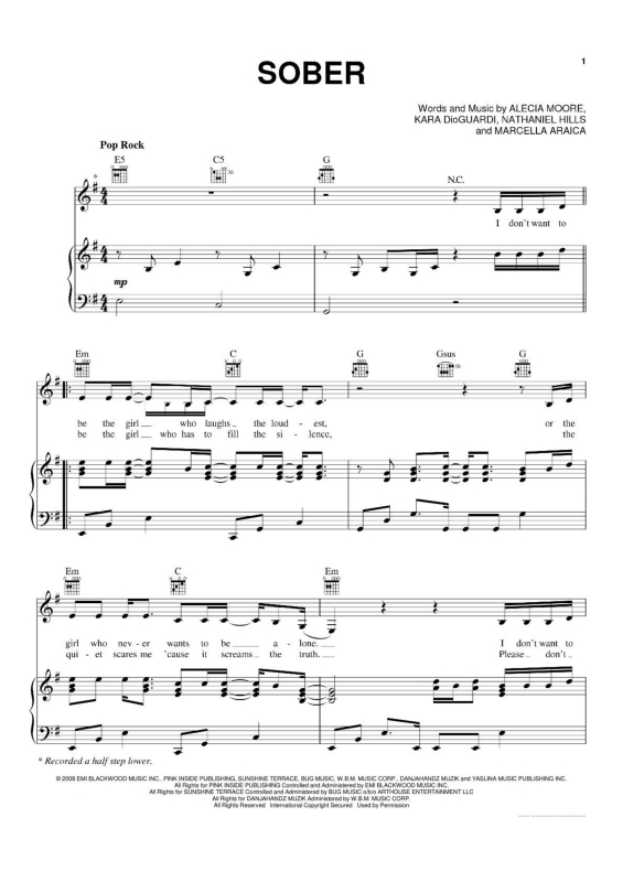 Partitura da música Sober