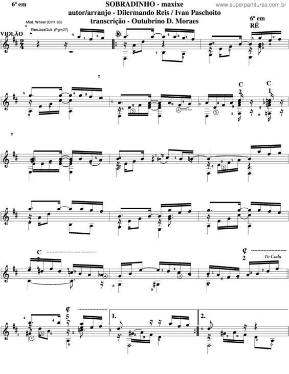 Partitura da música Sobradinho v.6