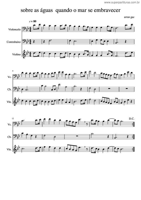 Partitura da música Sobre As Águas Quando O Mar Se Embravecer