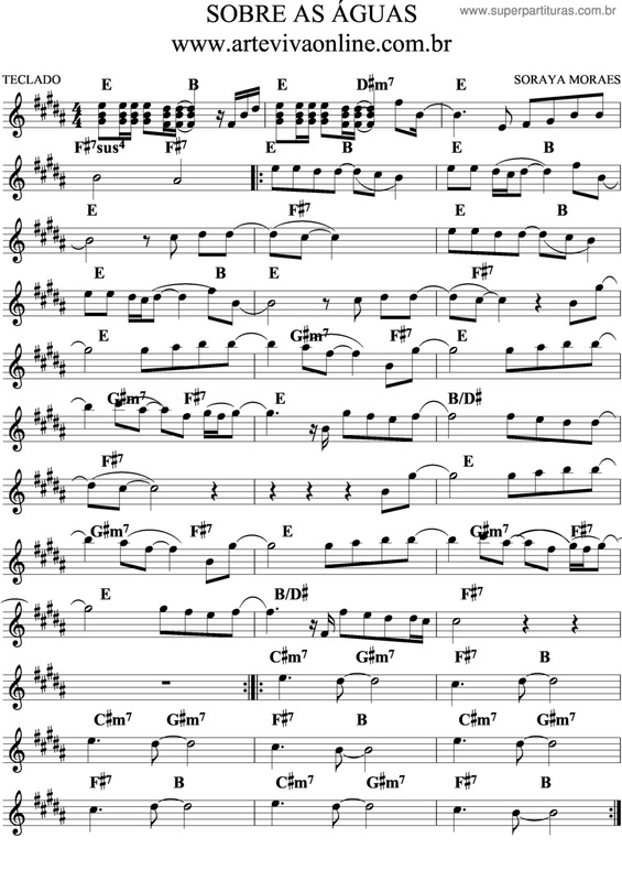 Partitura da música Sobre As Águas v.3