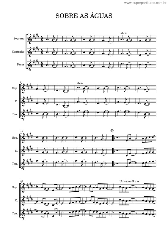 Partitura da música Sobre As Águas v.6