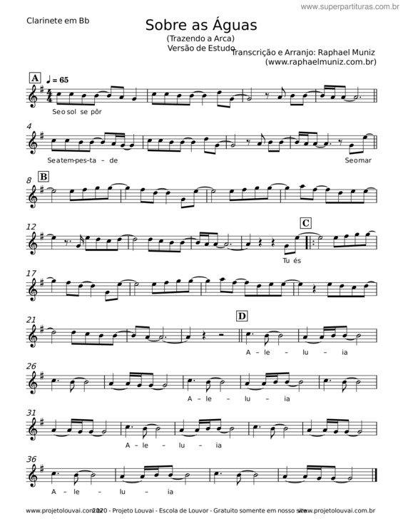 Partitura da música Sobre As Águas v.7