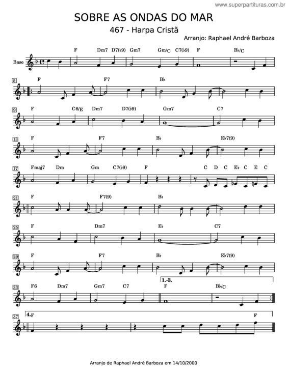 Partitura da música Sobre As Ondas Do Mar – Cassiane