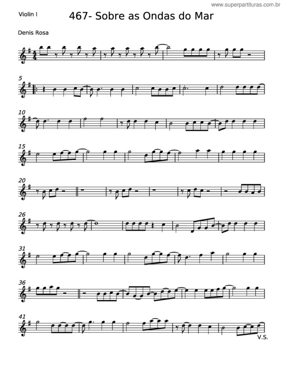 Partitura da música Sobre As Ondas Do Mar – Denis Rosa v.2