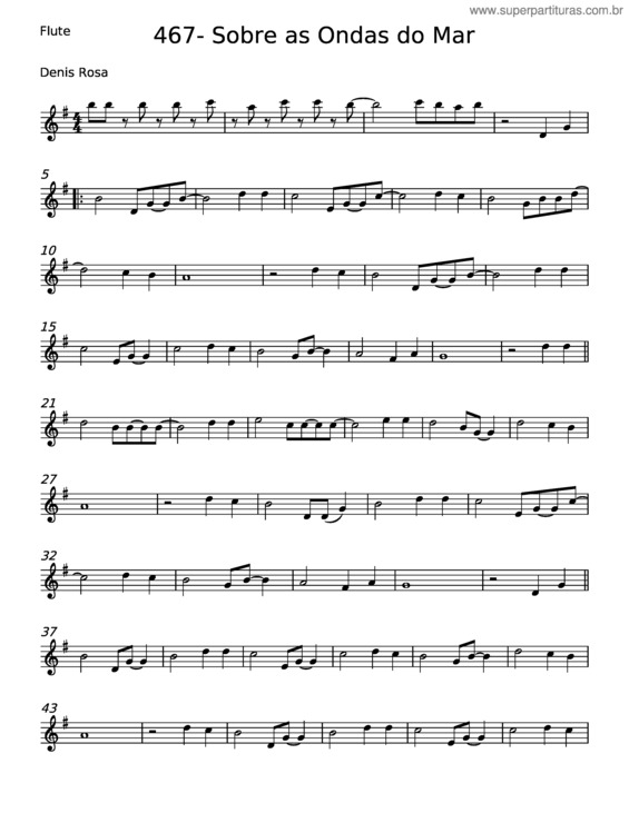 Partitura da música Sobre As Ondas Do Mar – Denis Rosa v.3