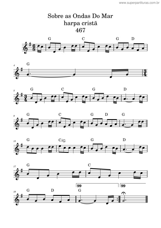Partitura da música Sobre As Ondas Do Mar – E. J. E F. Da S. Sobre As Ondas Do Mar