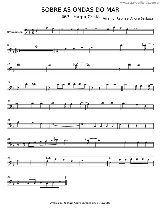 Partitura da música Sobre As Ondas Do Mar – Misc Praise Songs