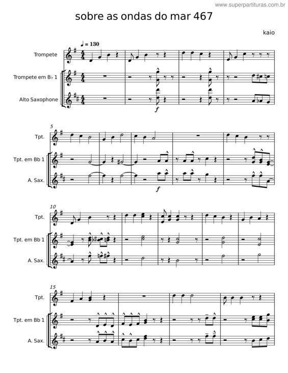 Partitura da música Sobre As Ondas Do Mar 467 – Kaio