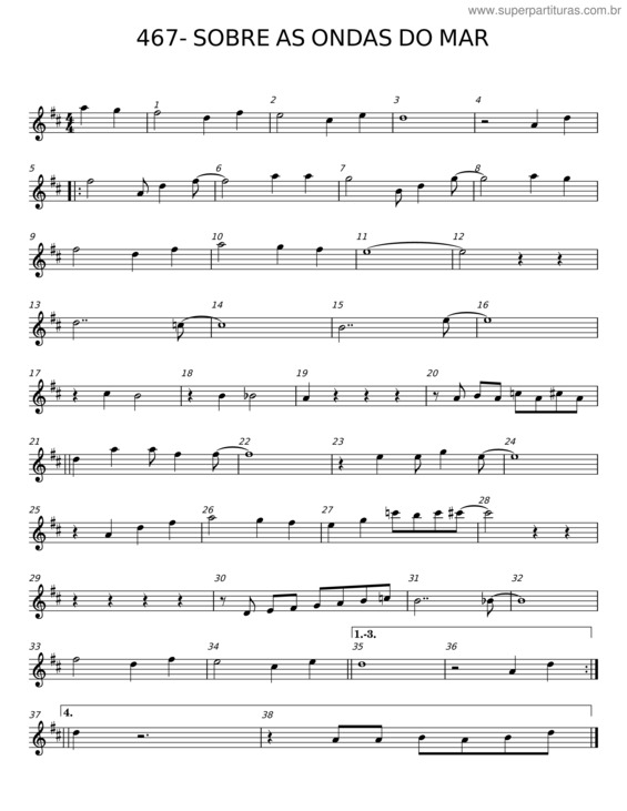 Partitura da música Sobre As Ondas Do Mar v.2