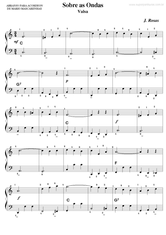 Partitura da música Sobre as Ondas v.2