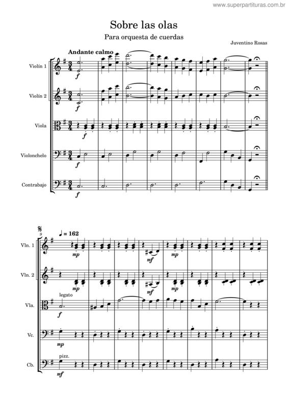 Partitura da música Sobre Las Olas – Juventino Rosas Sobre Las Olas