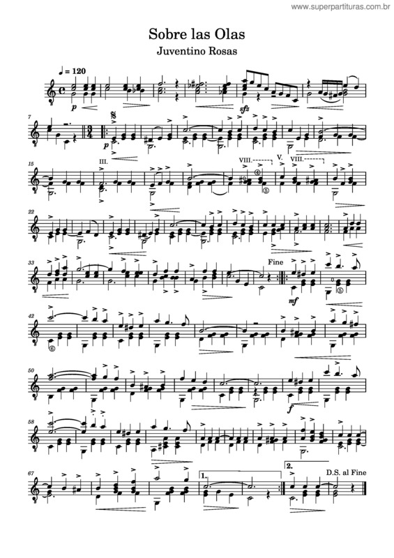 Partitura da música Sobre Las Olas – Juventino Rosas v.2