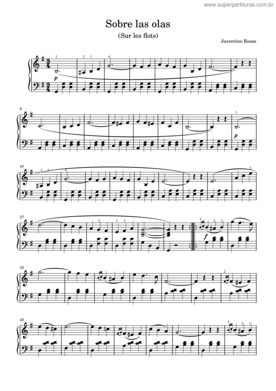 Partitura da música Sobre Las Olas – Juventino Rosas v.3