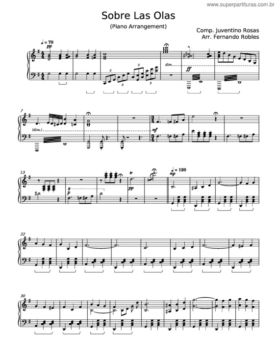 Partitura da música Sobre Las Olas – Juventino Rosas v.6