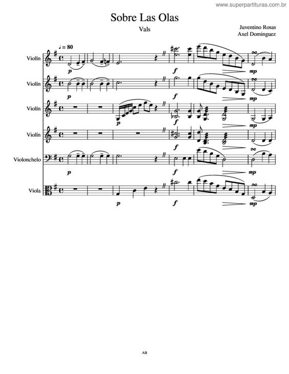 Partitura da música Sobre Las Olas v.3