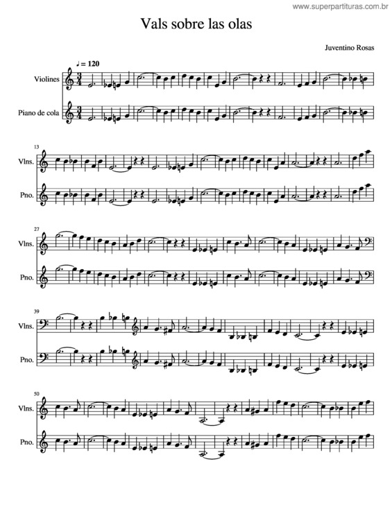 Partitura da música Sobre Las Olas v.4
