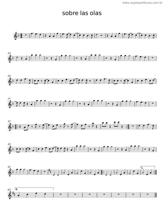 Partitura da música Sobre Las Olas v.7