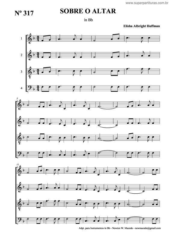 Partitura da música Sobre O Altar v.2