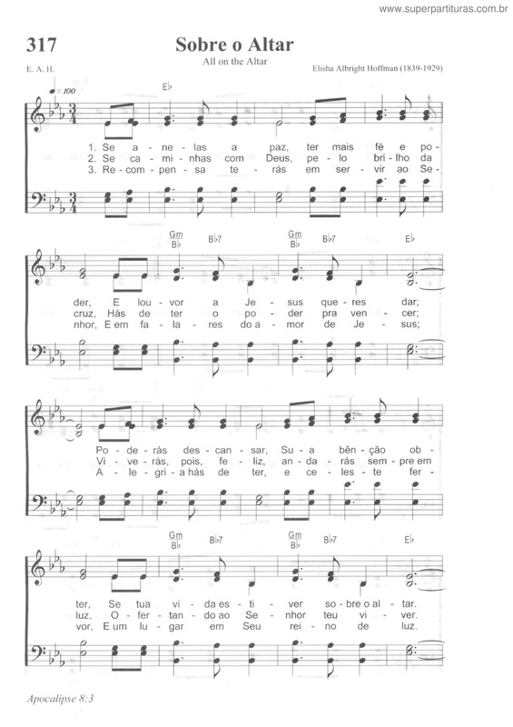 Partitura da música Sobre O Altar