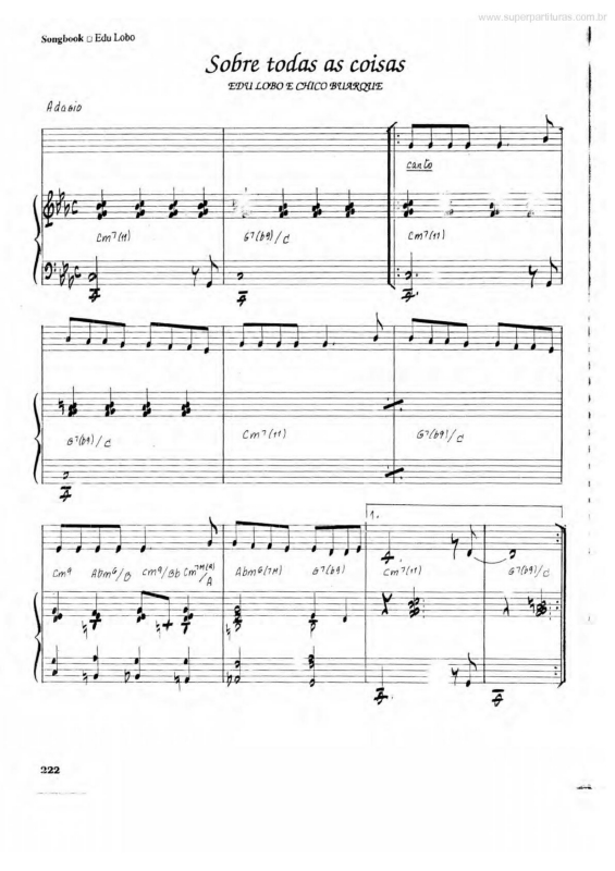 Partitura da música Sobre Todas as Coisas