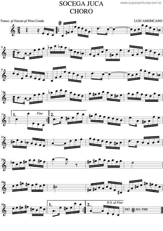 Partitura da música Socega Juca