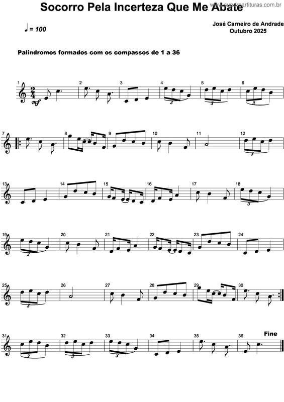 Partitura da música Socorro Pela Incerteza Que Me Abate